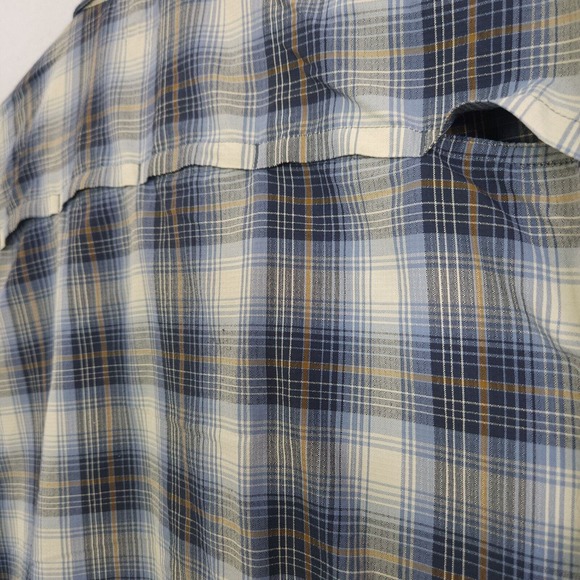 Rei Coop Button up Shirt Mens Blue Large Short Sleeve Plaid Outdoor Vented - Picture 11 of 14